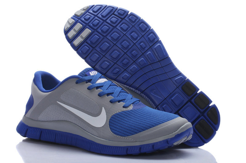 Hot Nike Free4.0 Men Shoes /Gray/White/Blue